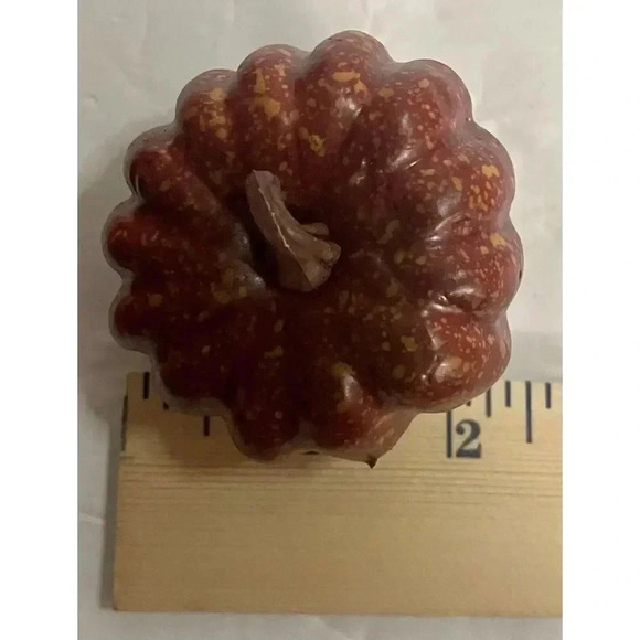 2 Fall Artificial Mini Pumpkin Burnt Orange Thanksgiving Size In Pictures - Picture 4 of 4